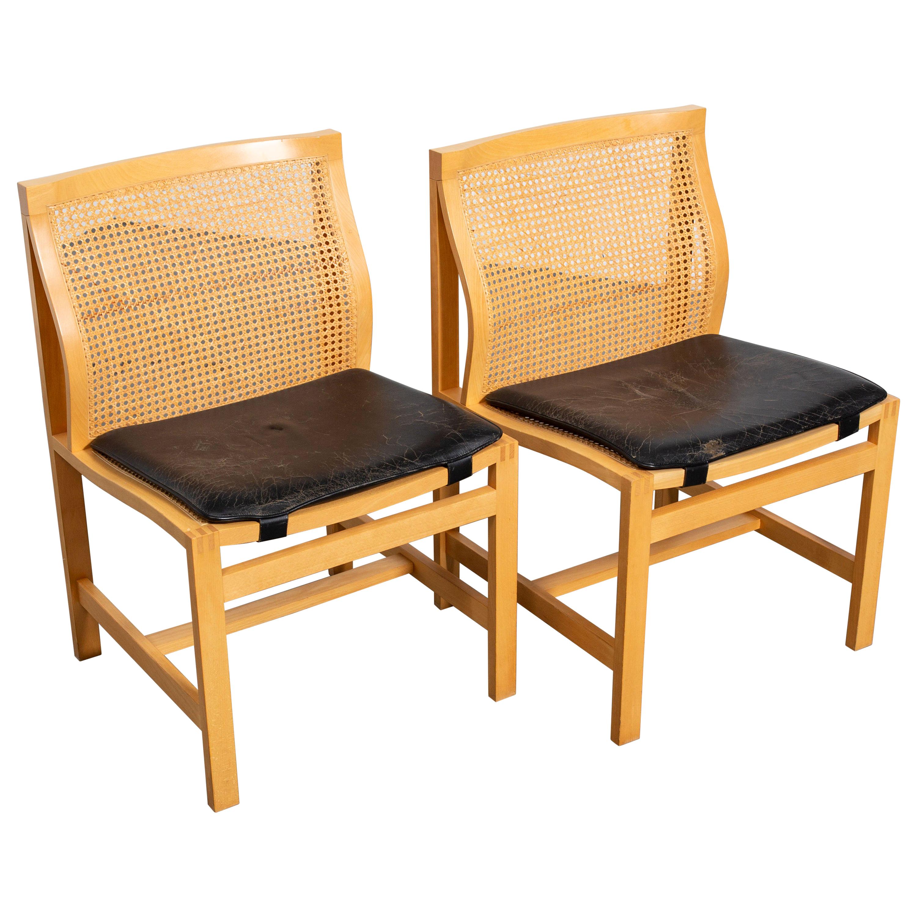 Pair of Rud Thygesen and Johnny Sorensen Cane Back Side Chairs