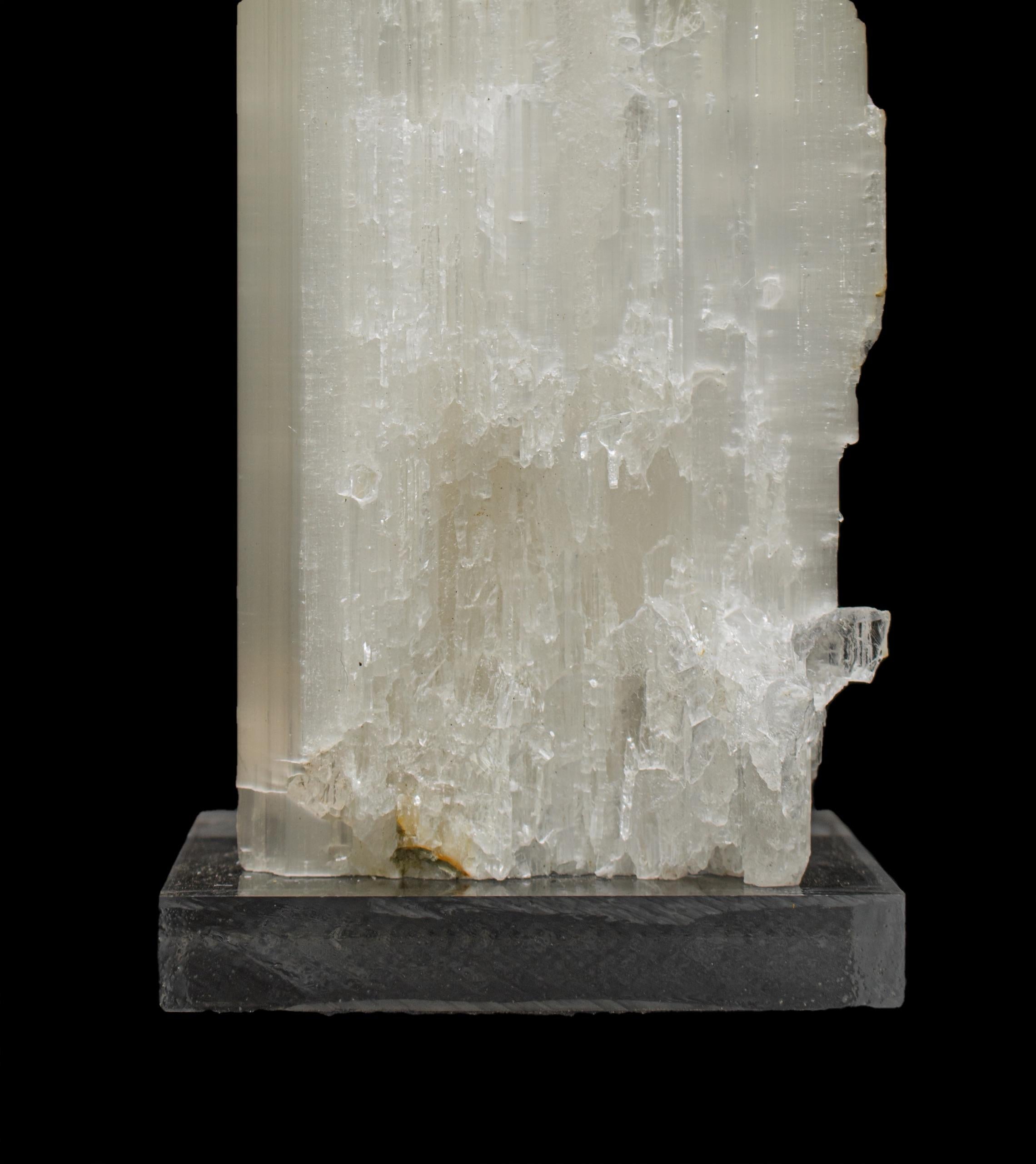 Moroccan Pair of Ruler Selenite on Lucite Bases For Sale