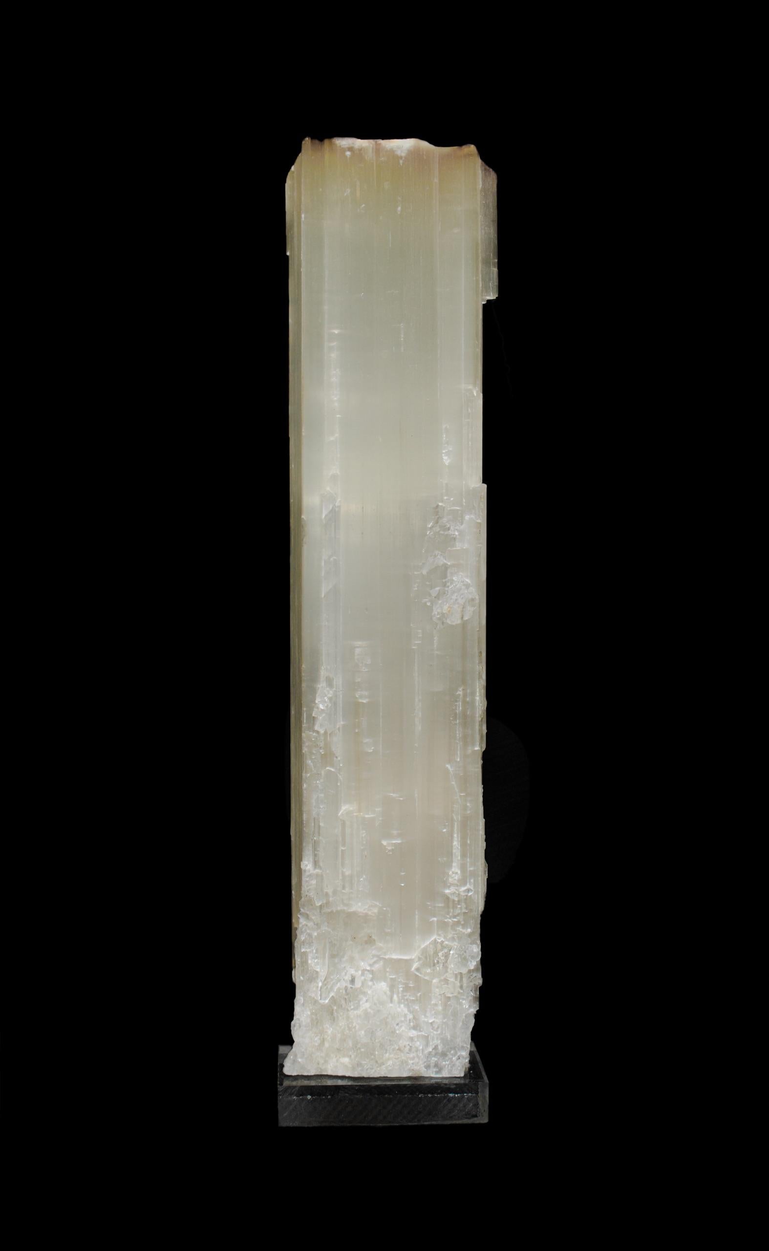 Pair of Ruler Selenite on Lucite Bases In Excellent Condition For Sale In Dublin, Dalkey