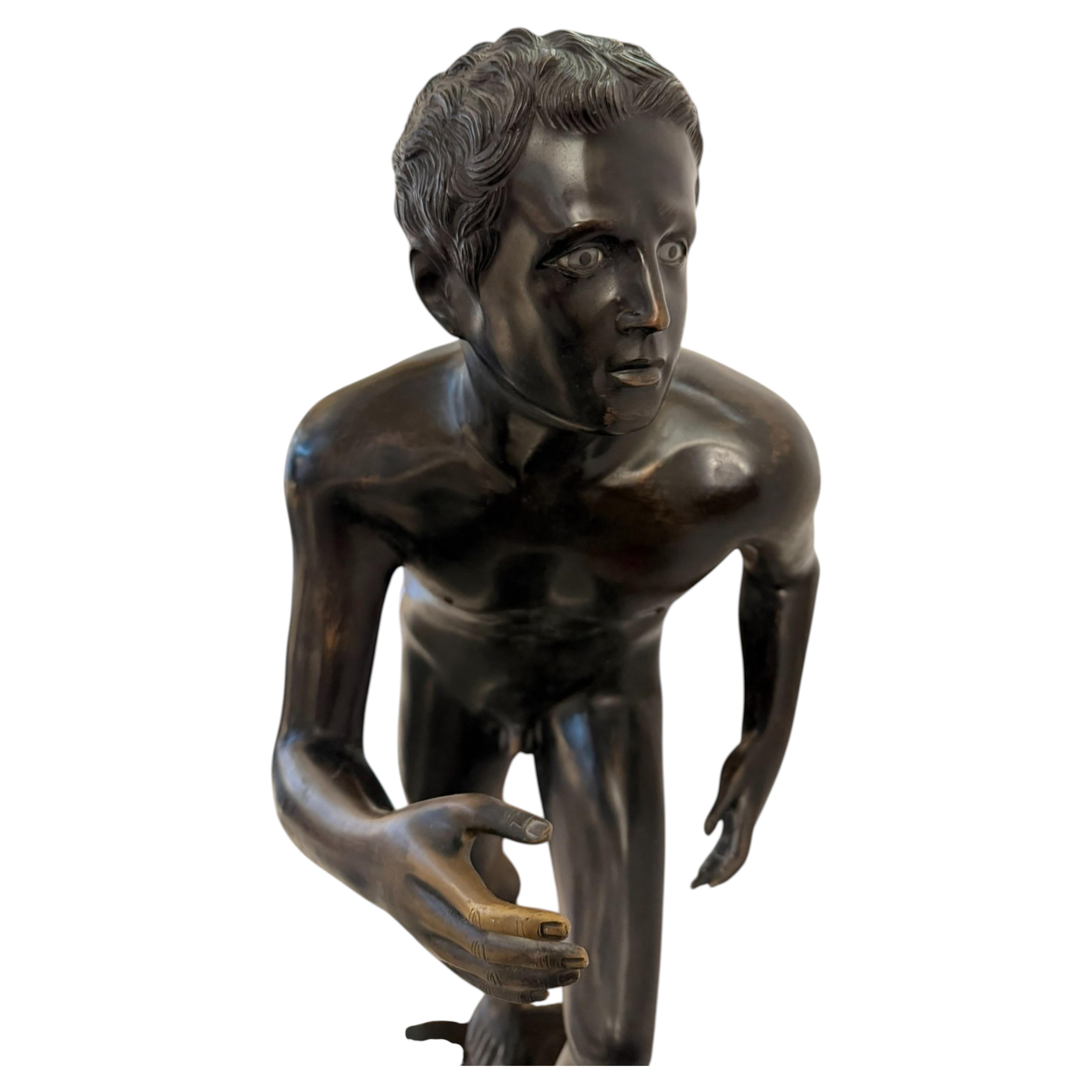Pair of Runners from Herculaneum - Bronze Statue, Height: 118 cm, 20th Century For Sale