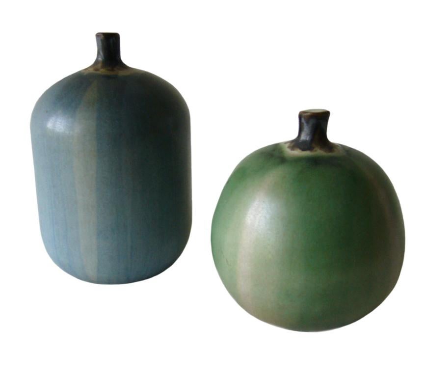 Pair of stoneware apples created by Claremont California ceramist, Rupert Deese. Apples measure 4.5