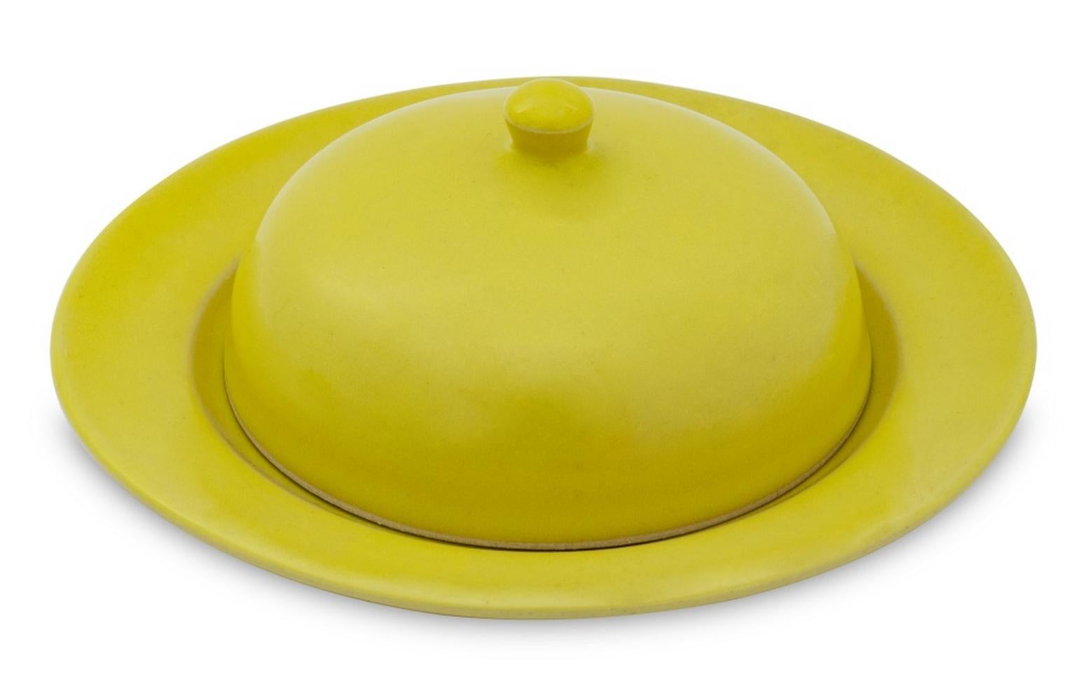 British Pair of Rupert Spira Glazed Stoneware Butter Dishes For Sale
