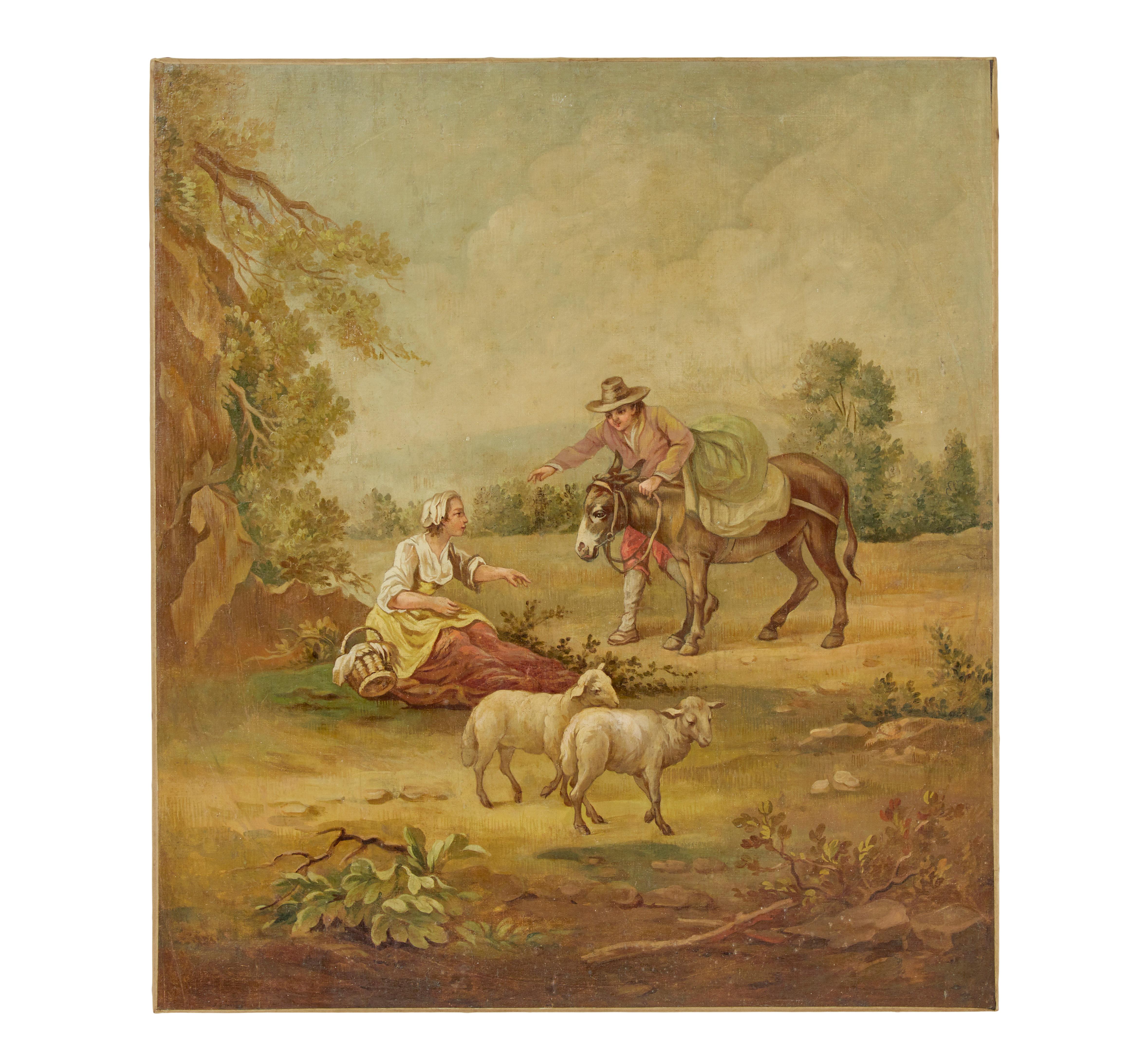 Victorian Pair of rural late 19th century oil on canvas paintings For Sale