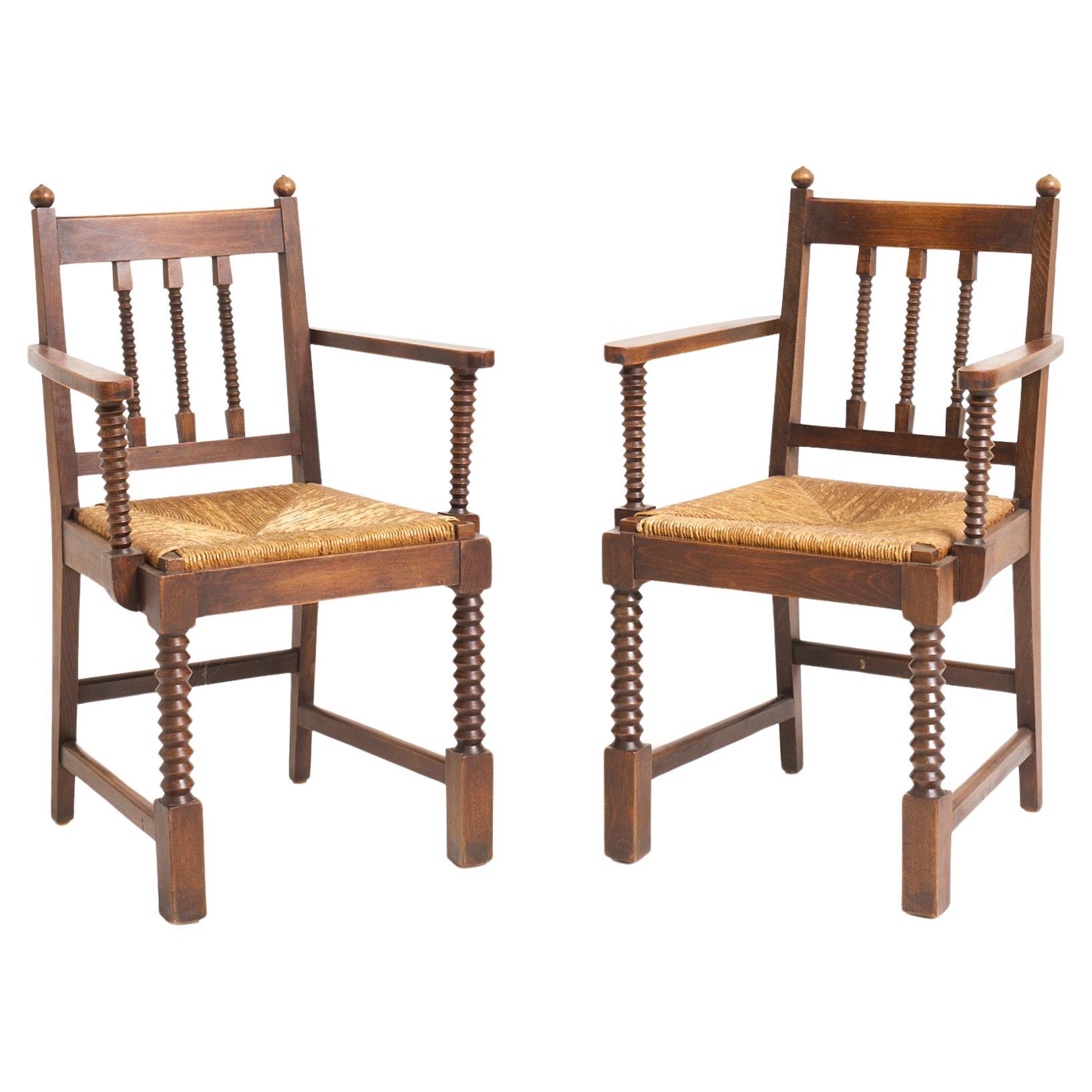 Paire de fauteuils en jonc