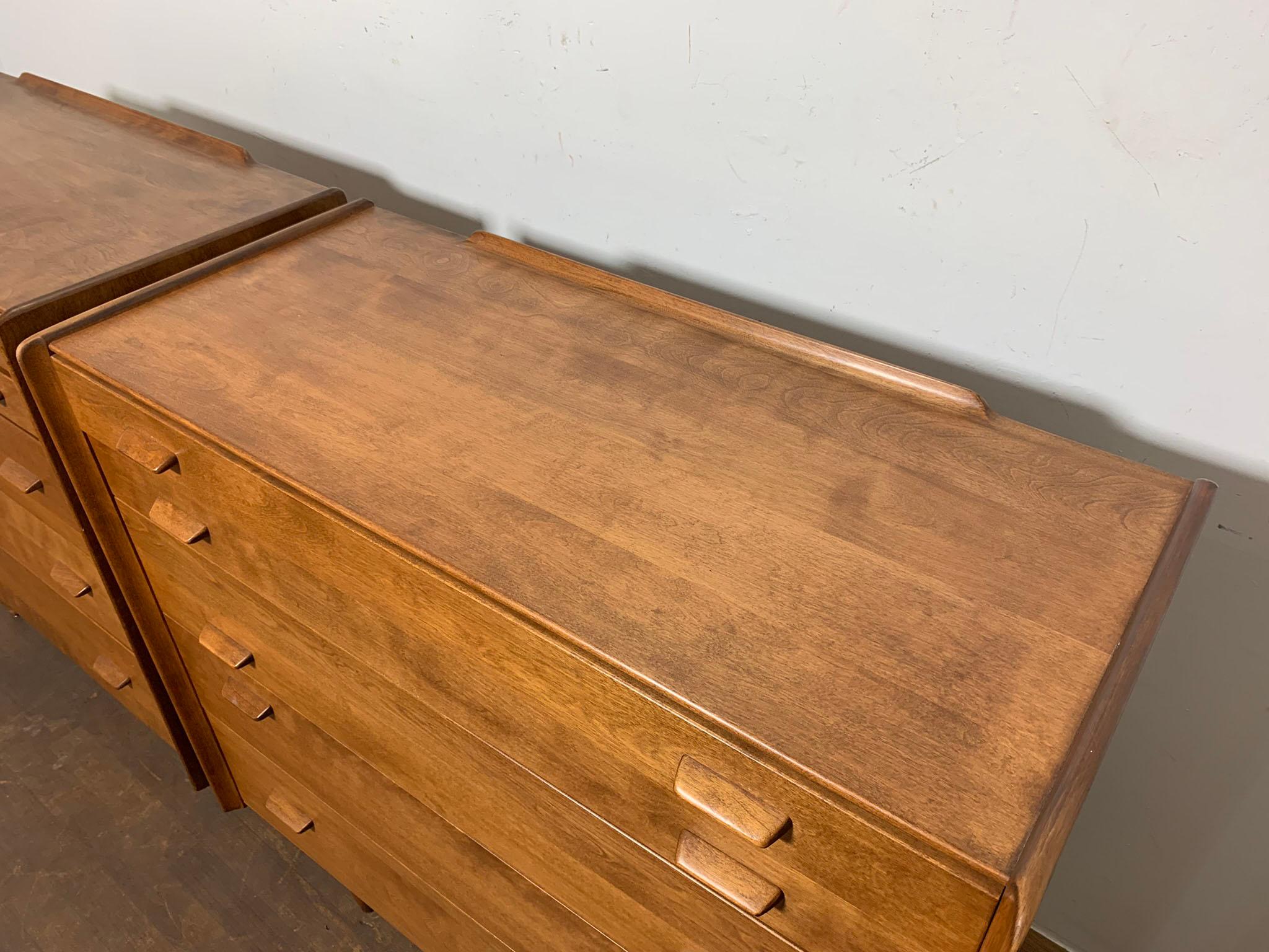 Mid-Century Modern Pair of Russel Wright for Conant Ball Five Drawer Dressers Circa 1950s