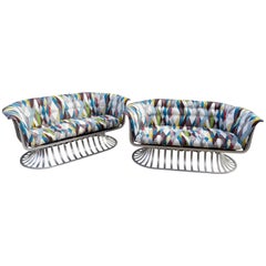 Vintage Pair of Russell Woodard Aluminum Loveseats