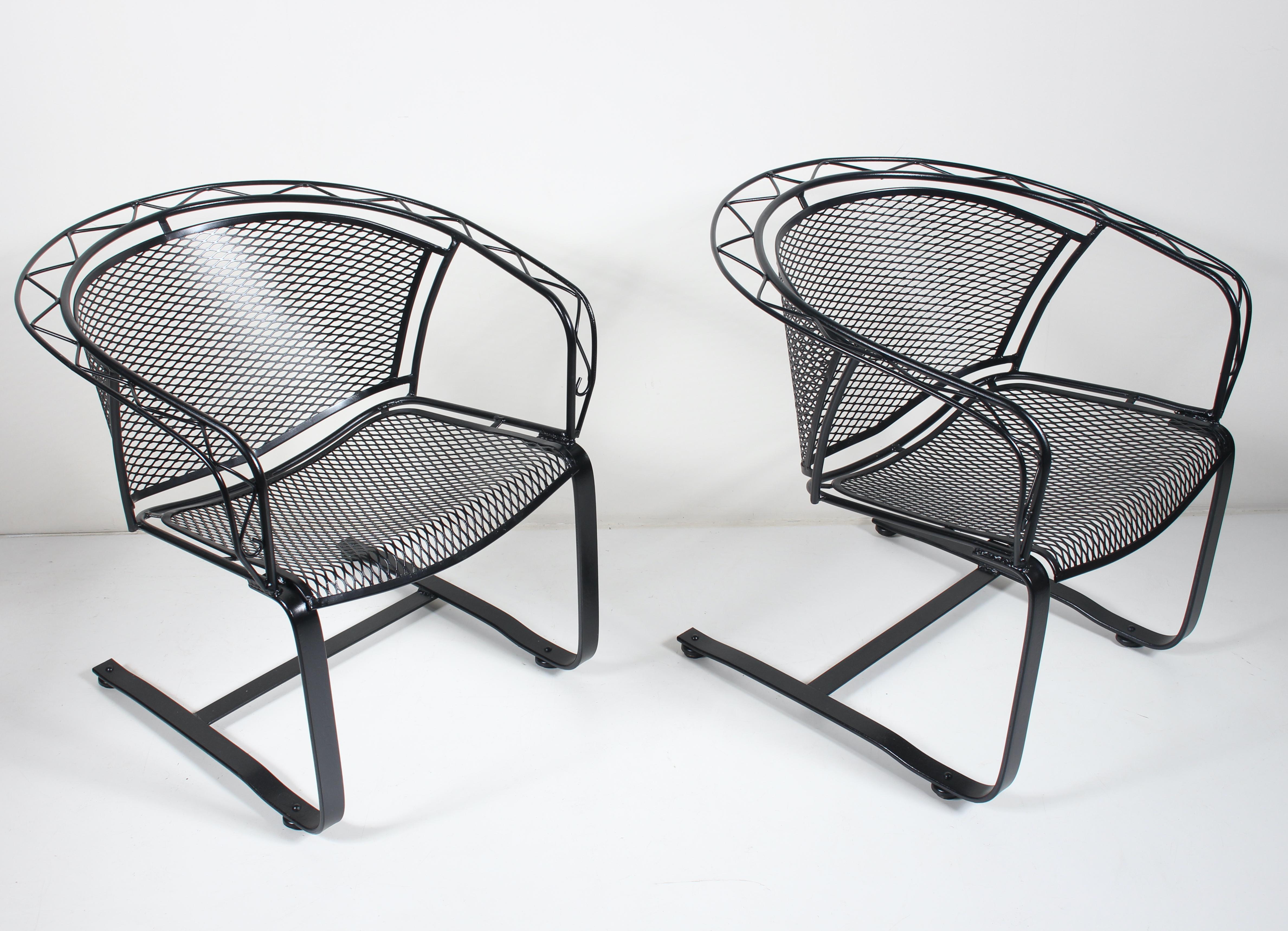Pair of Russell Woodard Black Satin Spring Rocker Lounge Chairs, 1950s For Sale 8