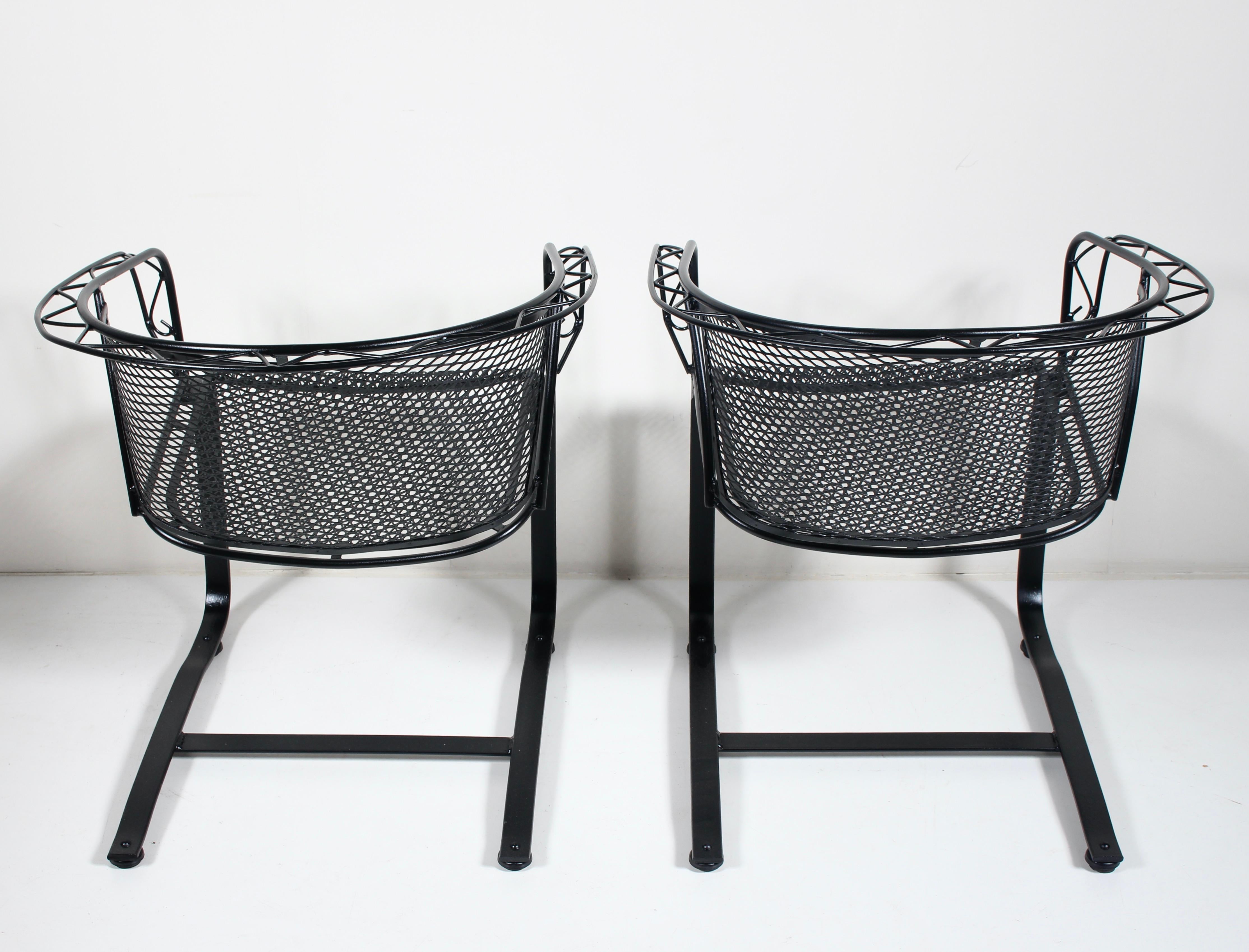 Iron Pair of Russell Woodard Black Satin Spring Rocker Lounge Chairs, 1950s For Sale