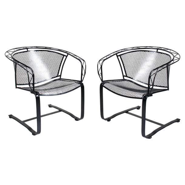Springer Rocking Chair Pair of Russell Woodard Black Satin Spring Rocker Lounge Chairs, 1950s ...