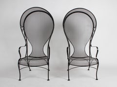Pair of Russell Woodard Canopy Lounge Chairs "aka" Princess Chairs, Satin Black