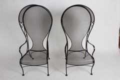 Pair of Russell Woodard Canopy Lounge Chairs "Aka" Princess Chairs, Satin Black