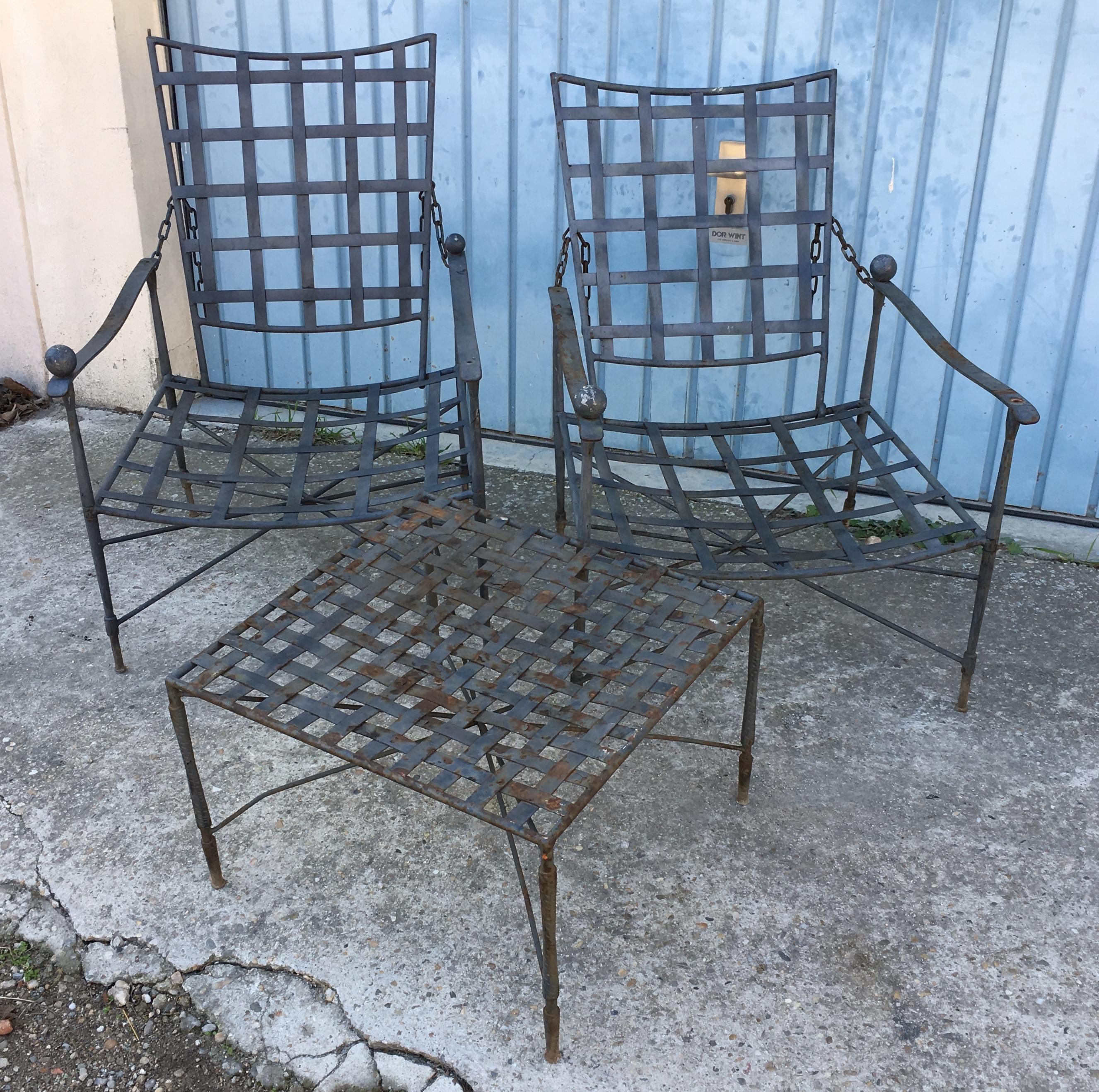 American Pair of Mario Papperzini for Salterini Midcentury Lounge Chairs with Side Table