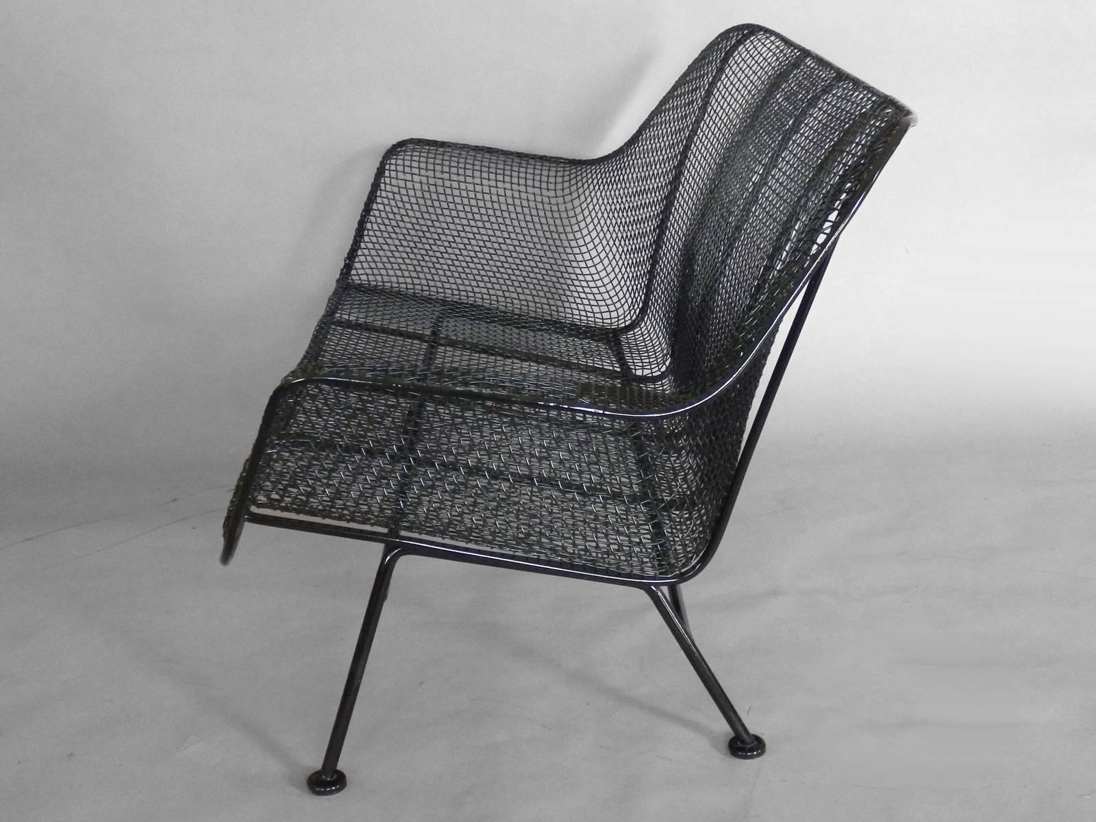 Mid-Century Modern The best Pair of  Woodard Powder-Coated Wrought Iron with Steel Mesh Settees