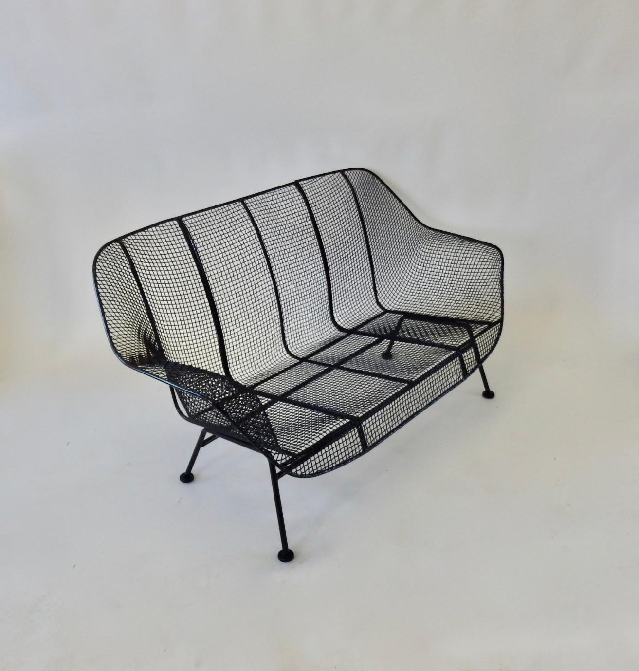 Mid-20th Century The best Pair of  Woodard Powder-Coated Wrought Iron with Steel Mesh Settees