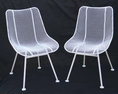 Pair of Russell Woodard Sculptura Wrought Iron Dining Room Chairs Mid Century