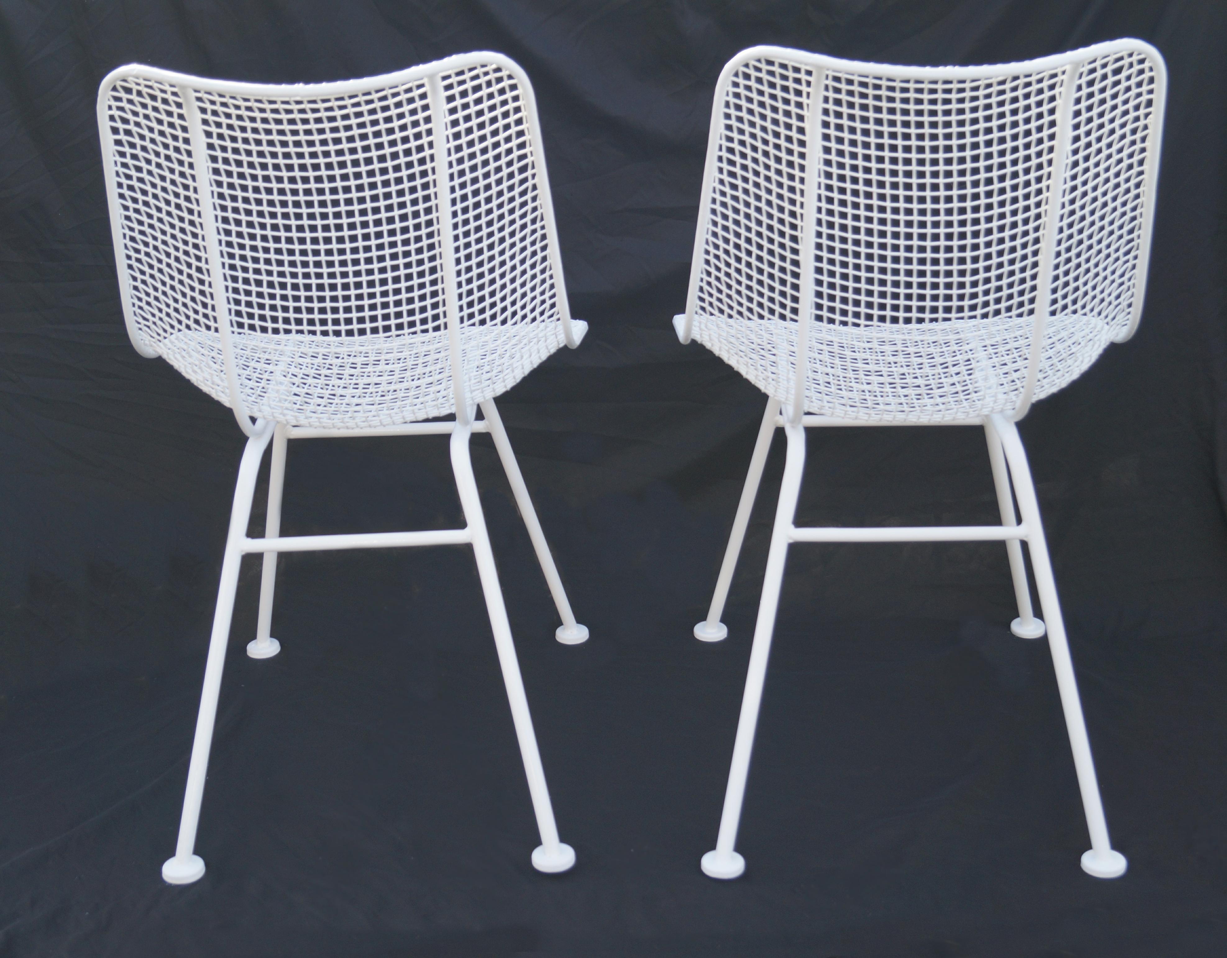 American Pair of Russell Woodard Sculptura Wrought Iron Dining Room Chairs Mid Century  For Sale