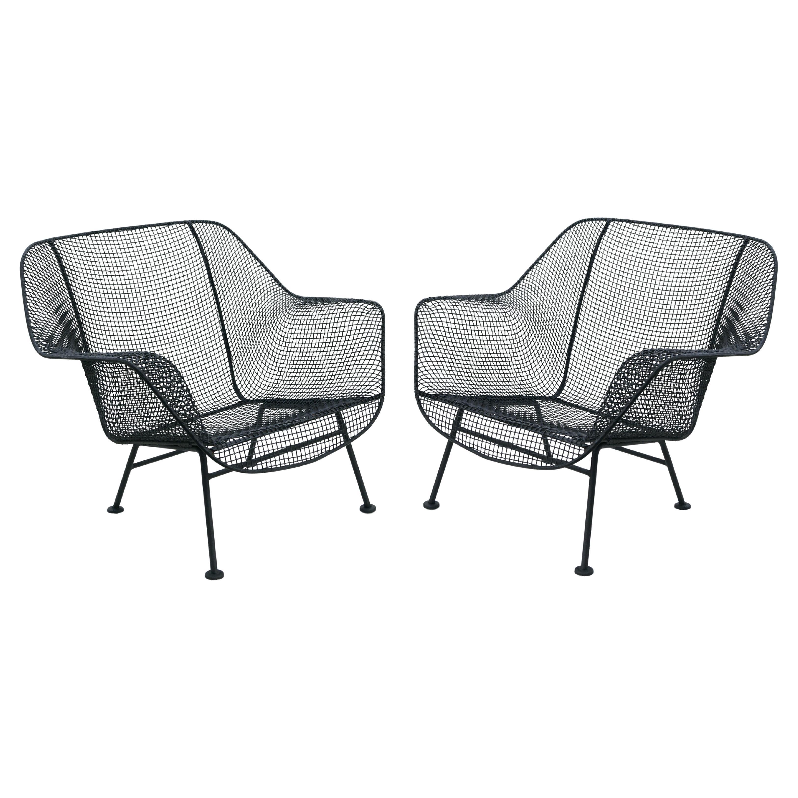 Pair of Russell Woodard Sculptura Wrought Iron Lounge Chairs Mid-Century Modern