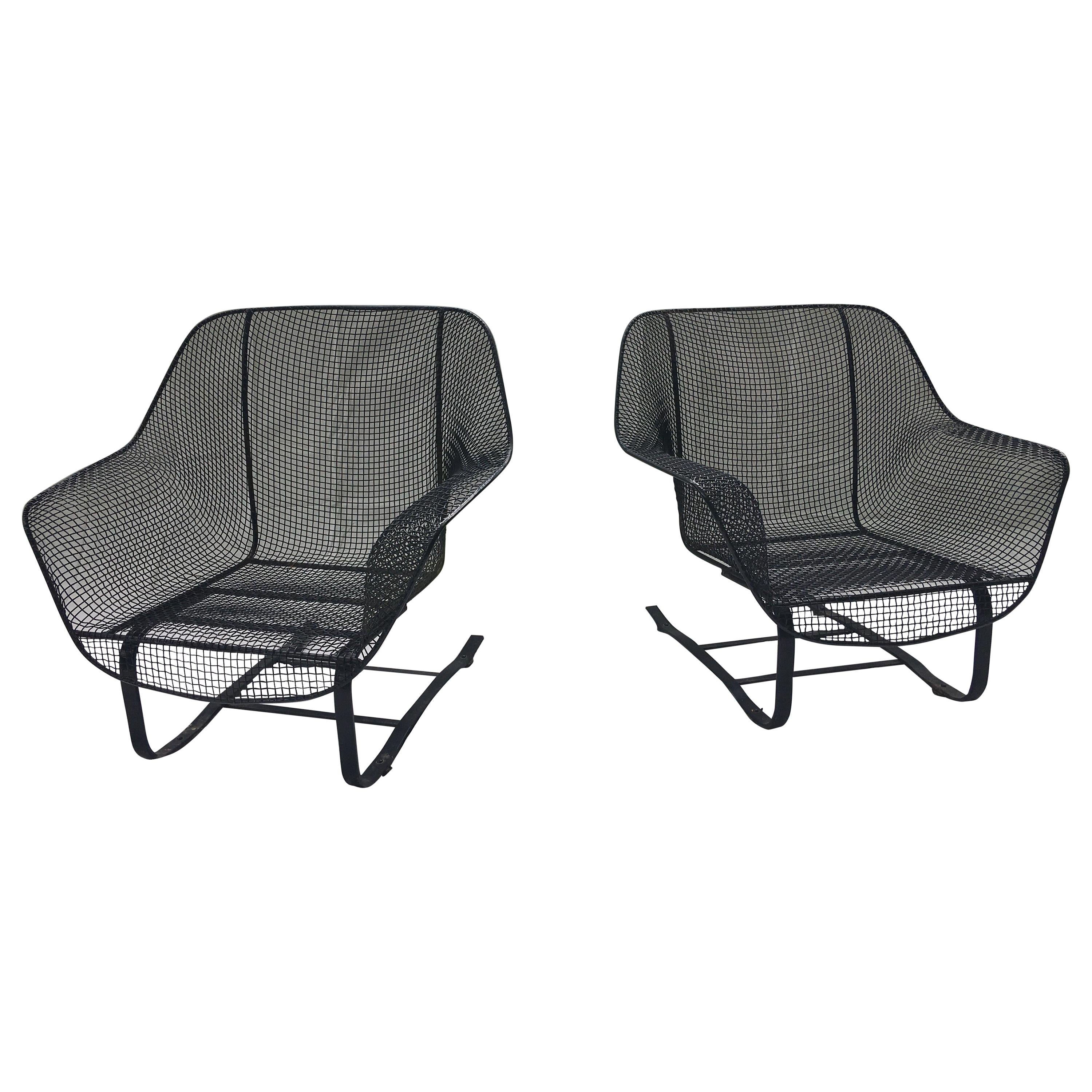 Pair of Russell Woodard Springer Lounge Chairs Powder Coated Black