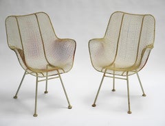 Pair of Russell Woodard Wire Patio Armchairs