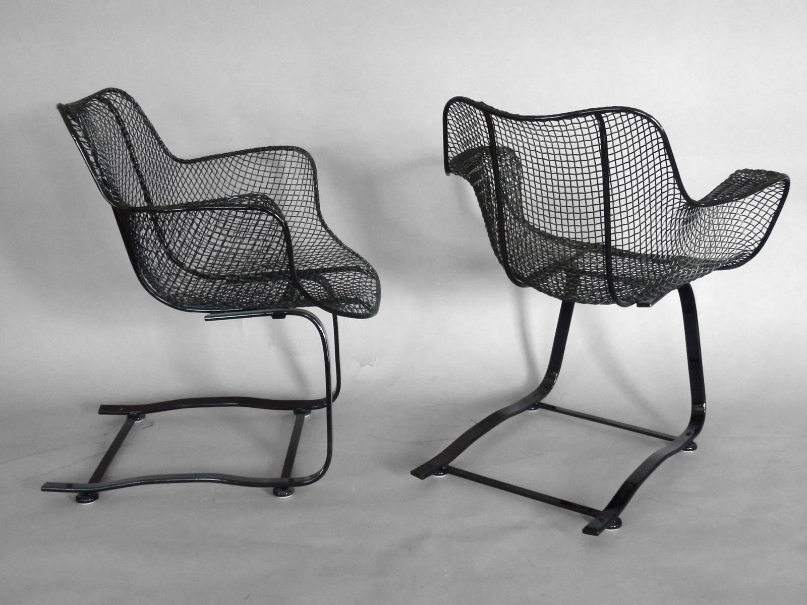 Mid-Century Modern Pair of Russell Woodard Wrought Iron Springer Rocking Chairs