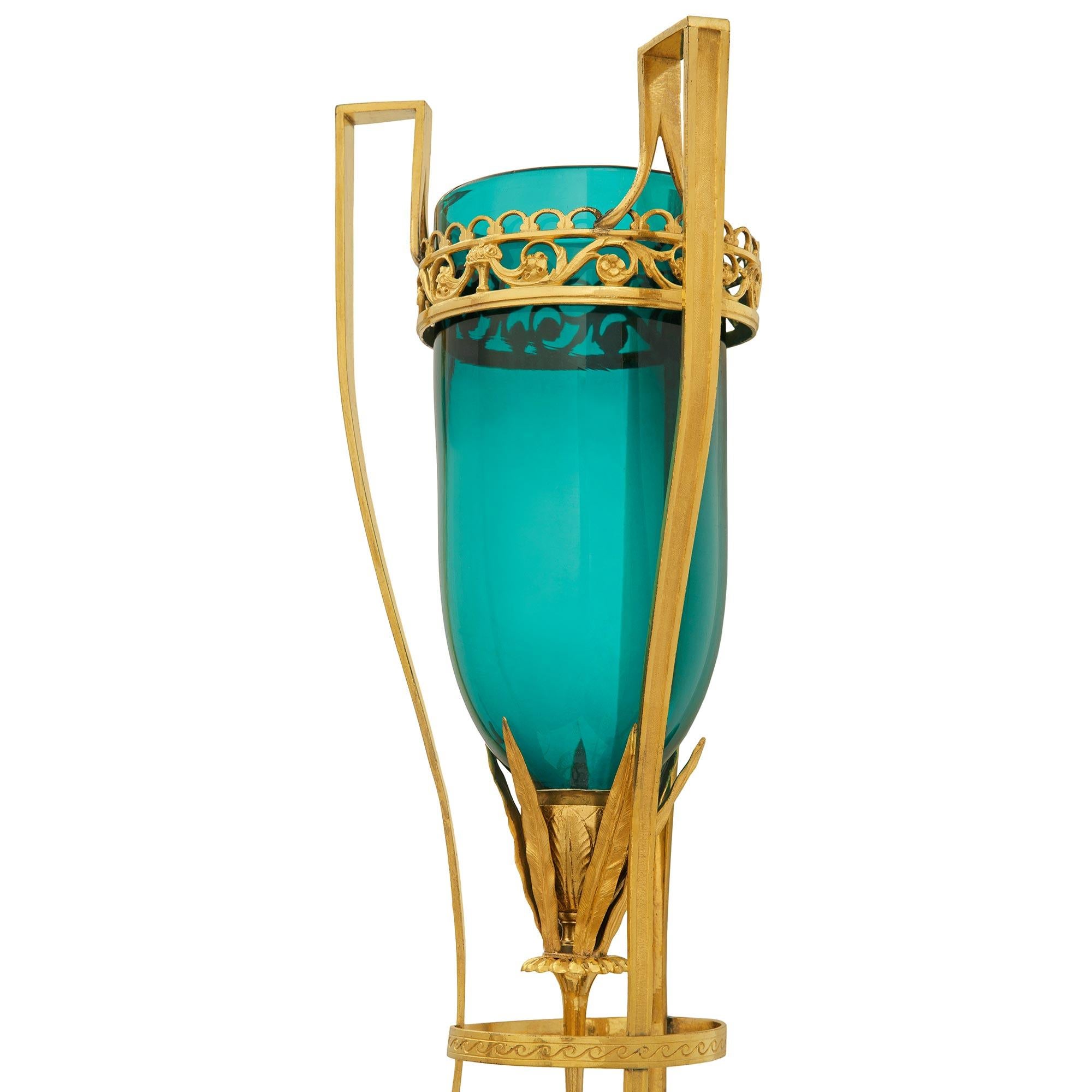 18th Century and Earlier pair of Russian 18th century Neo-Classical Period Ormolu and Crystal sconces For Sale