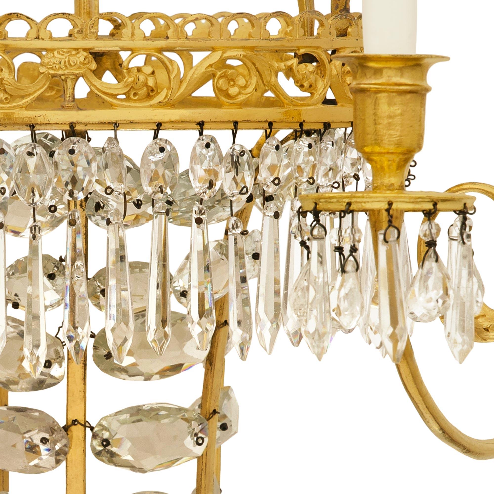 pair of Russian 18th century Neo-Classical Period Ormolu and Crystal sconces For Sale 2