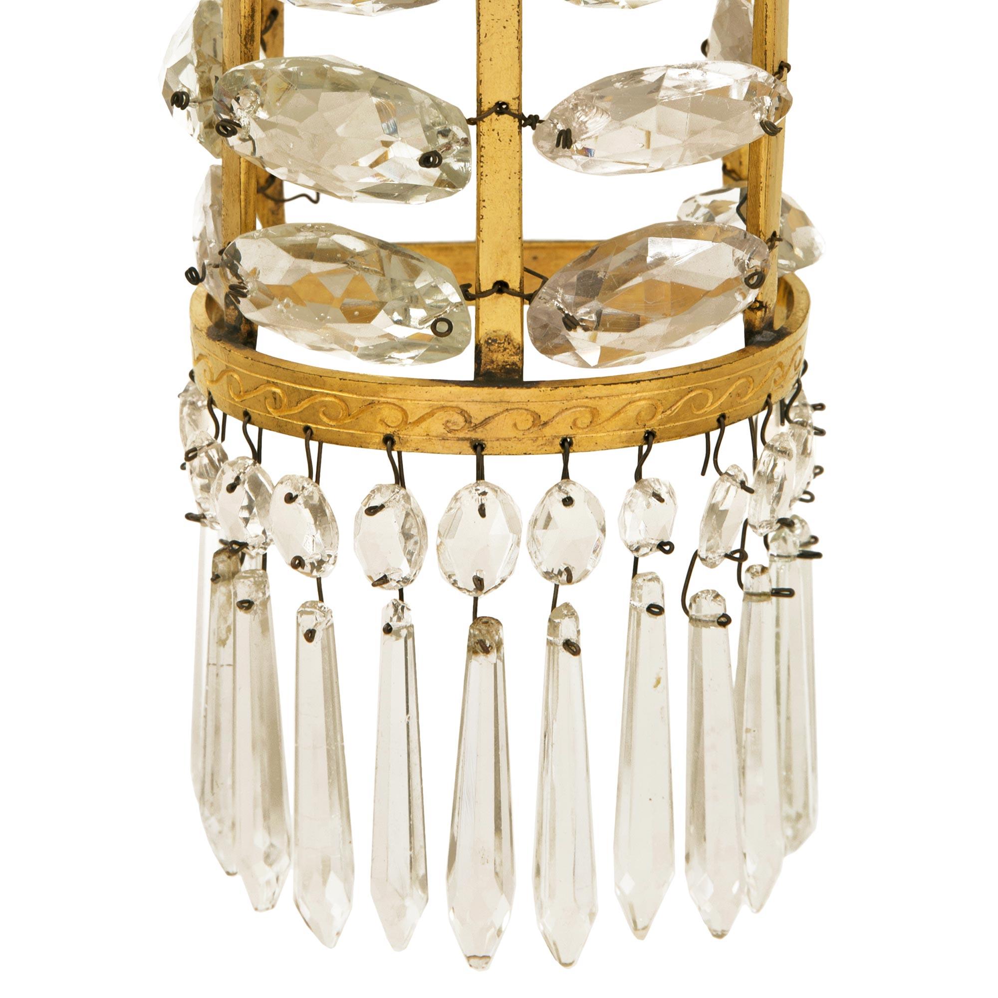 pair of Russian 18th century Neo-Classical Period Ormolu and Crystal sconces For Sale 3
