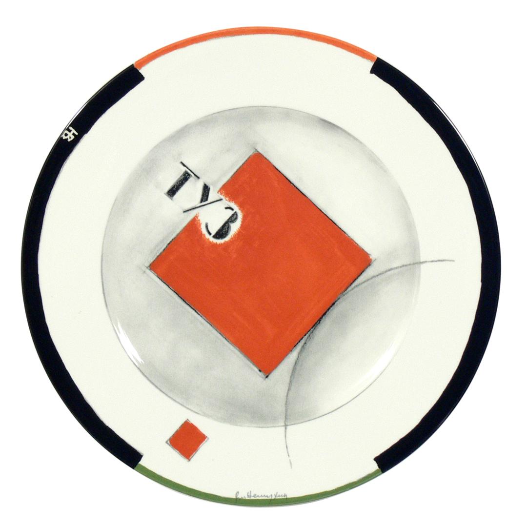 Pair of Russian constructivist plates by Wladimir Njemuchin for Villeroy & Boch, circa 1980s. Great graphic appeal. Ready to wall mount.