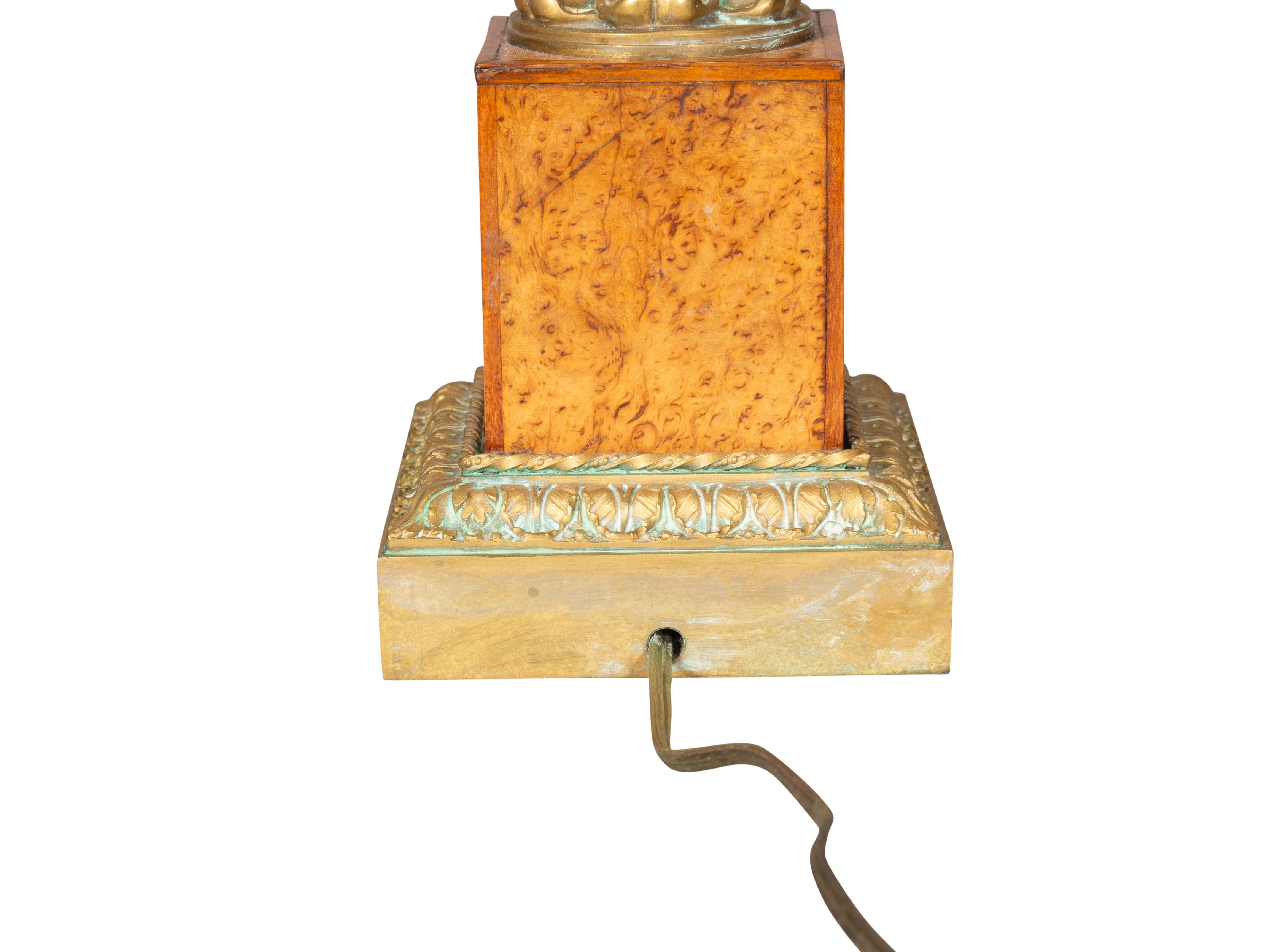 Pair Of Russian Cut Glass And Karelian Birch Table Lamps 1