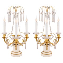 Pair of Russian Early 19th Century Neoclassical Style Three Arm Girandole Lamps