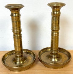 Pair of Russian Empire Brass Candlesticks with Drip Basins, circa 1790–1835