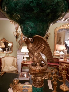 Pair of Russian Malachite Empire Style Floor Lamps