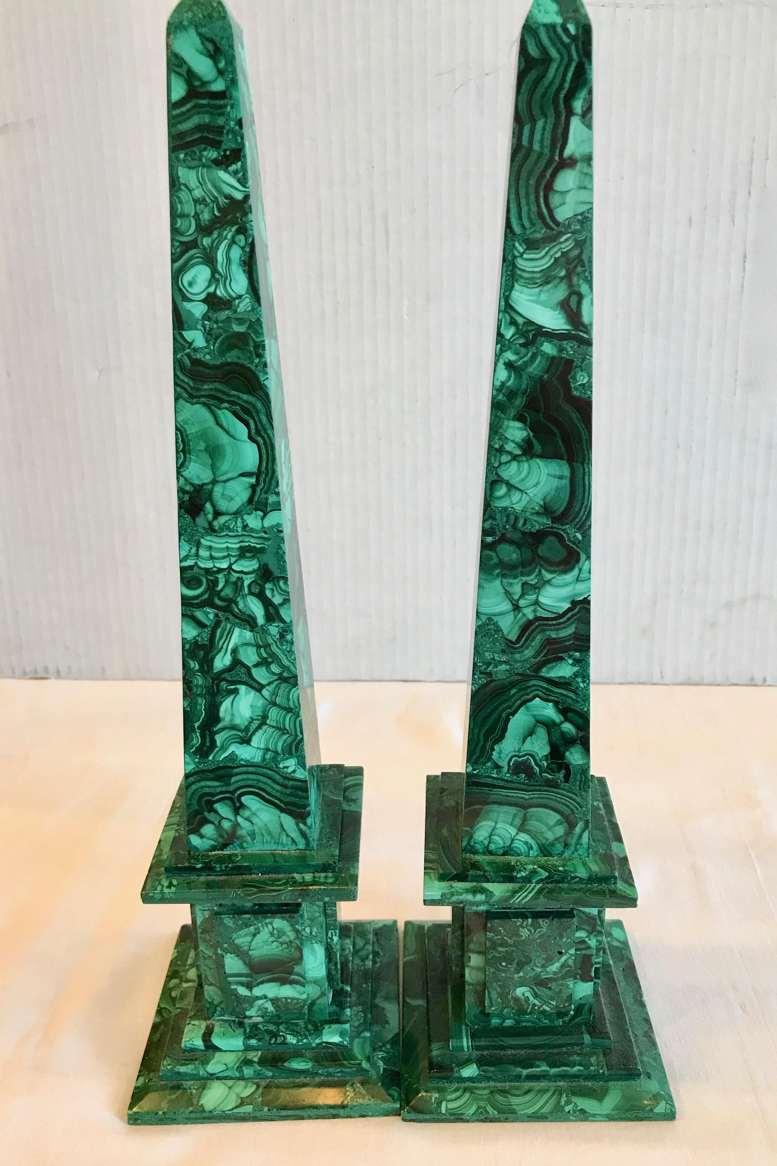 Pair of Russian Malachite Obelisks For Sale 9