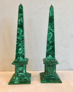 Pair of Russian Malachite Obelisks