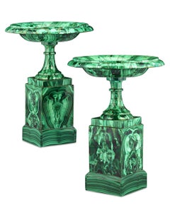 Ein Paar russische Malachit-Tazzen der kaiserlichen Lapidarwerke