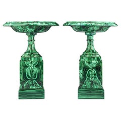Pair of Russian Malachite Tazze by the Imperial Lapidary Works