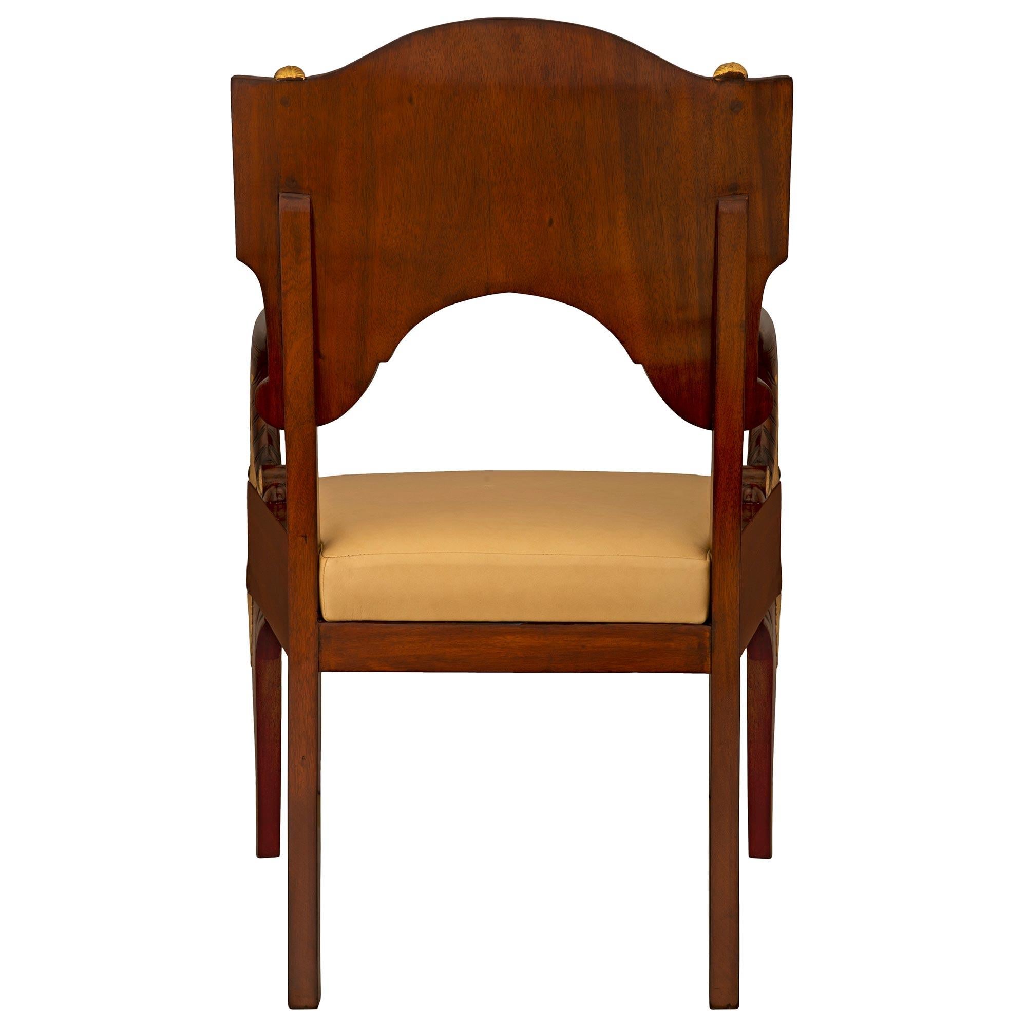Pair of Russian Mid 19th Century Neoclassical St. Mahogany & Giltwood Armchairs For Sale 1