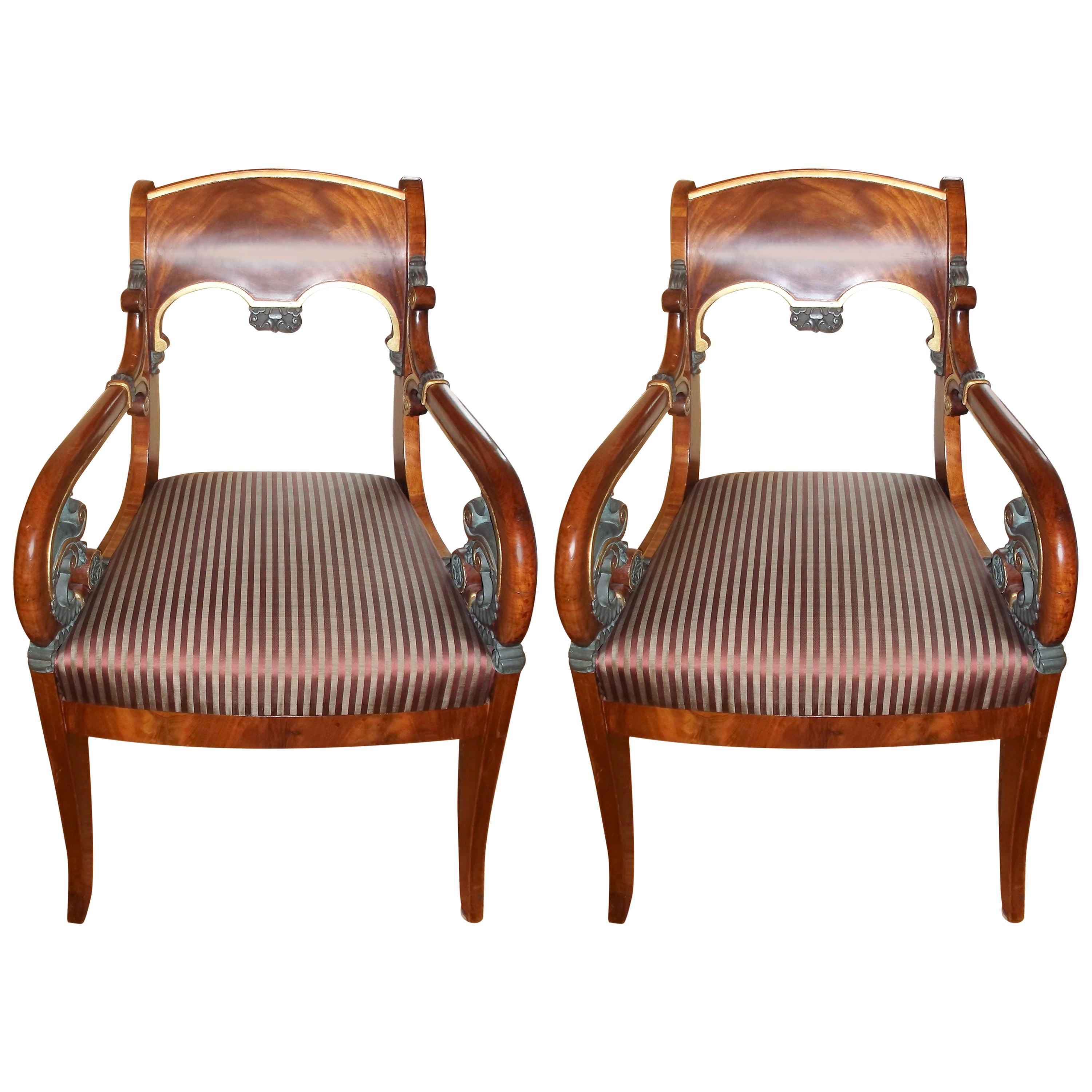 Pair of Russian Neoclassic Armchairs For Sale
