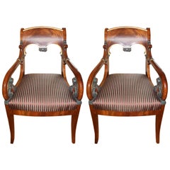 Antique Pair of Russian Neoclassic Armchairs