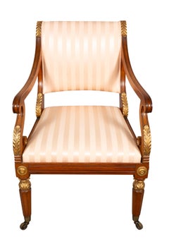 Pair Of Russian Neoclassic Mahogany Armchairs