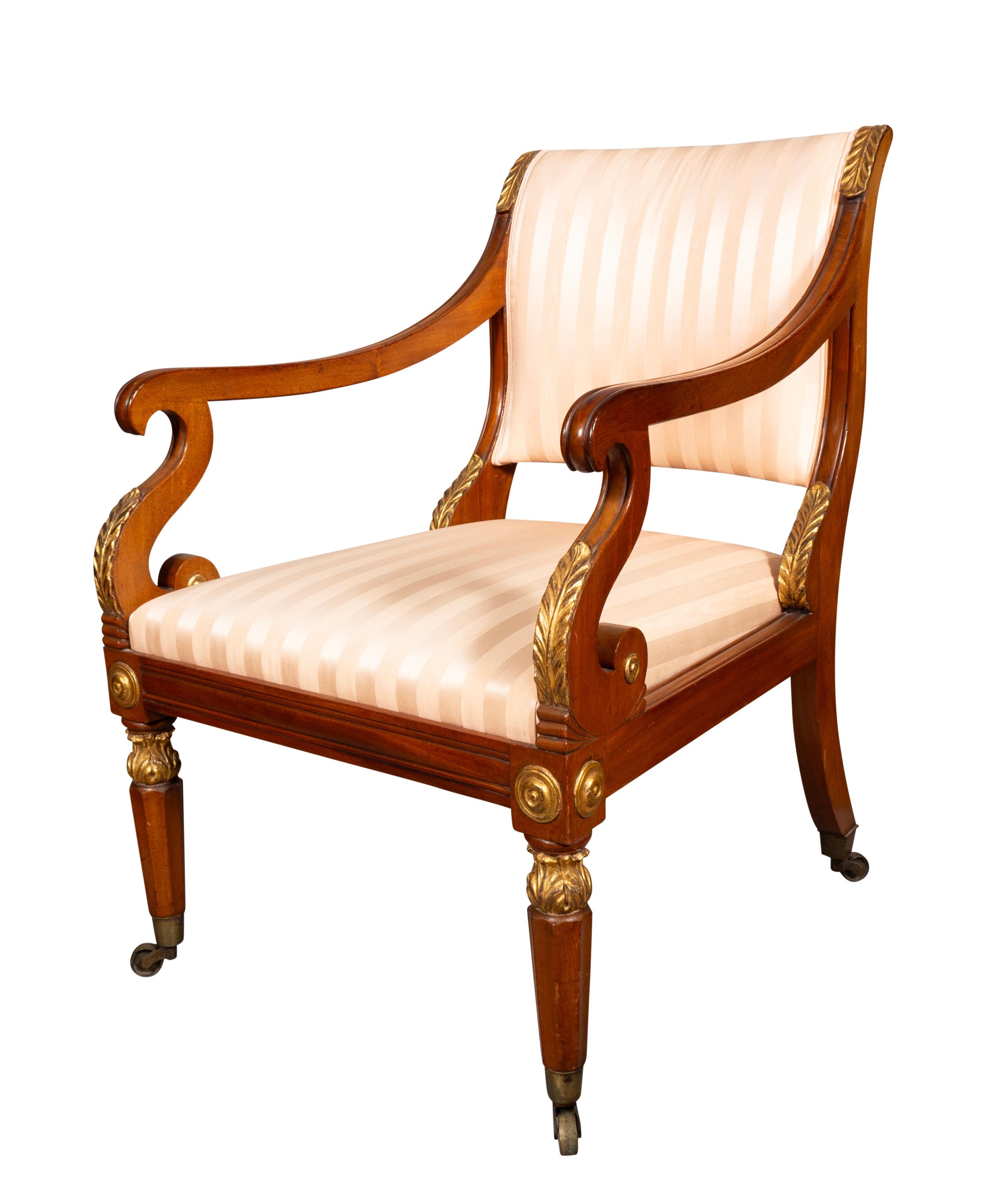 Pair Of Russian Neoclassic Mahogany Armchairs For Sale 1