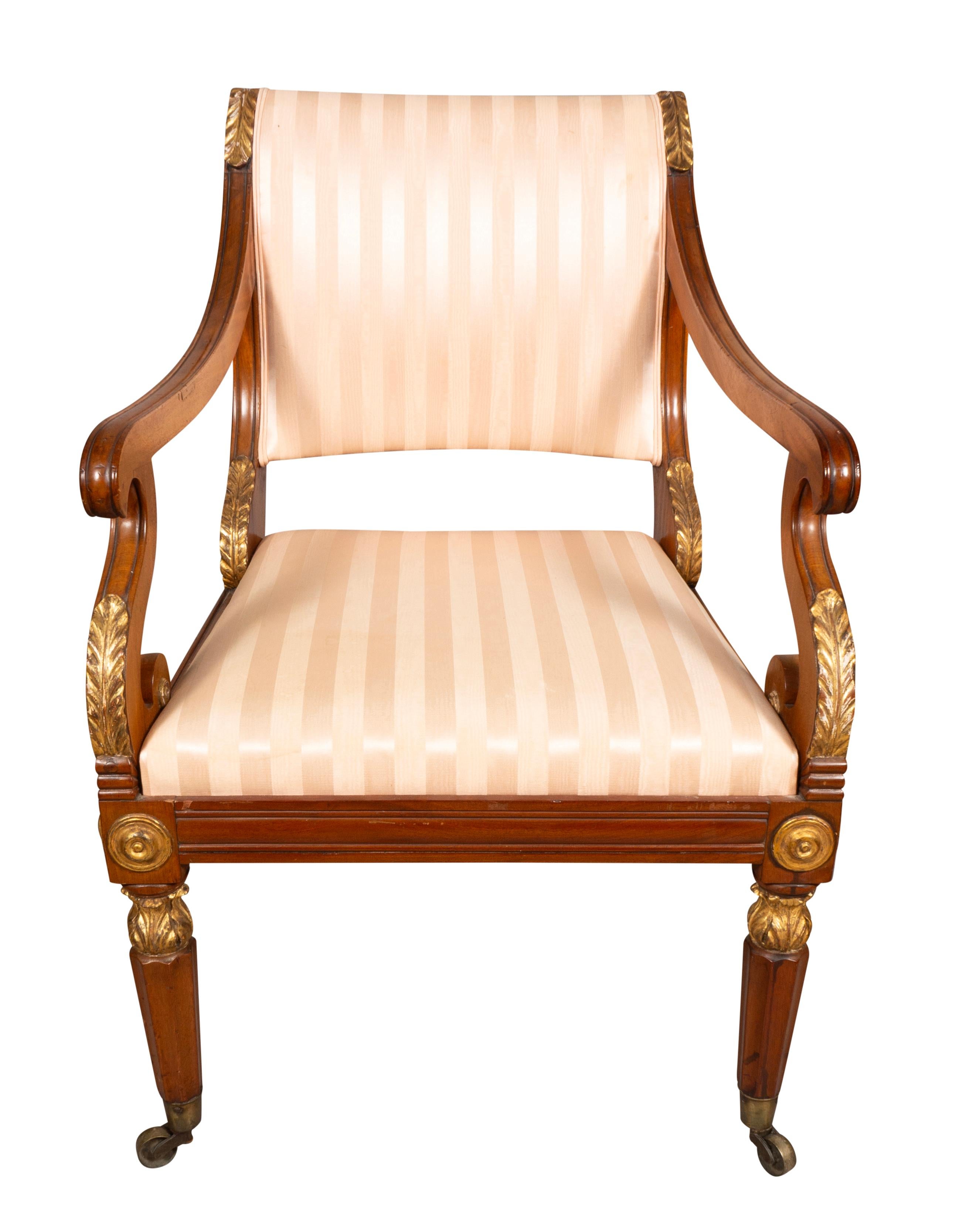 Pair Of Russian Neoclassic Mahogany Armchairs For Sale 2