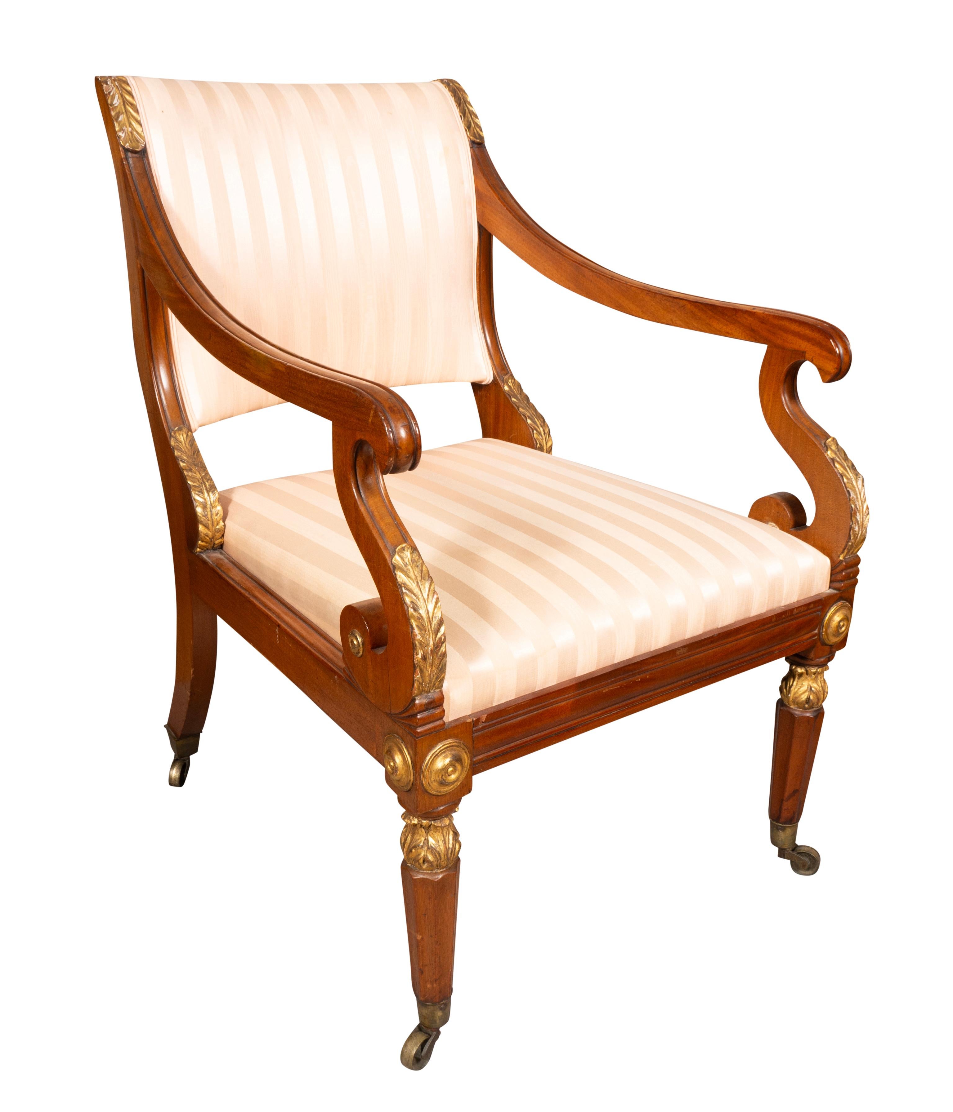 Pair Of Russian Neoclassic Mahogany Armchairs For Sale 3