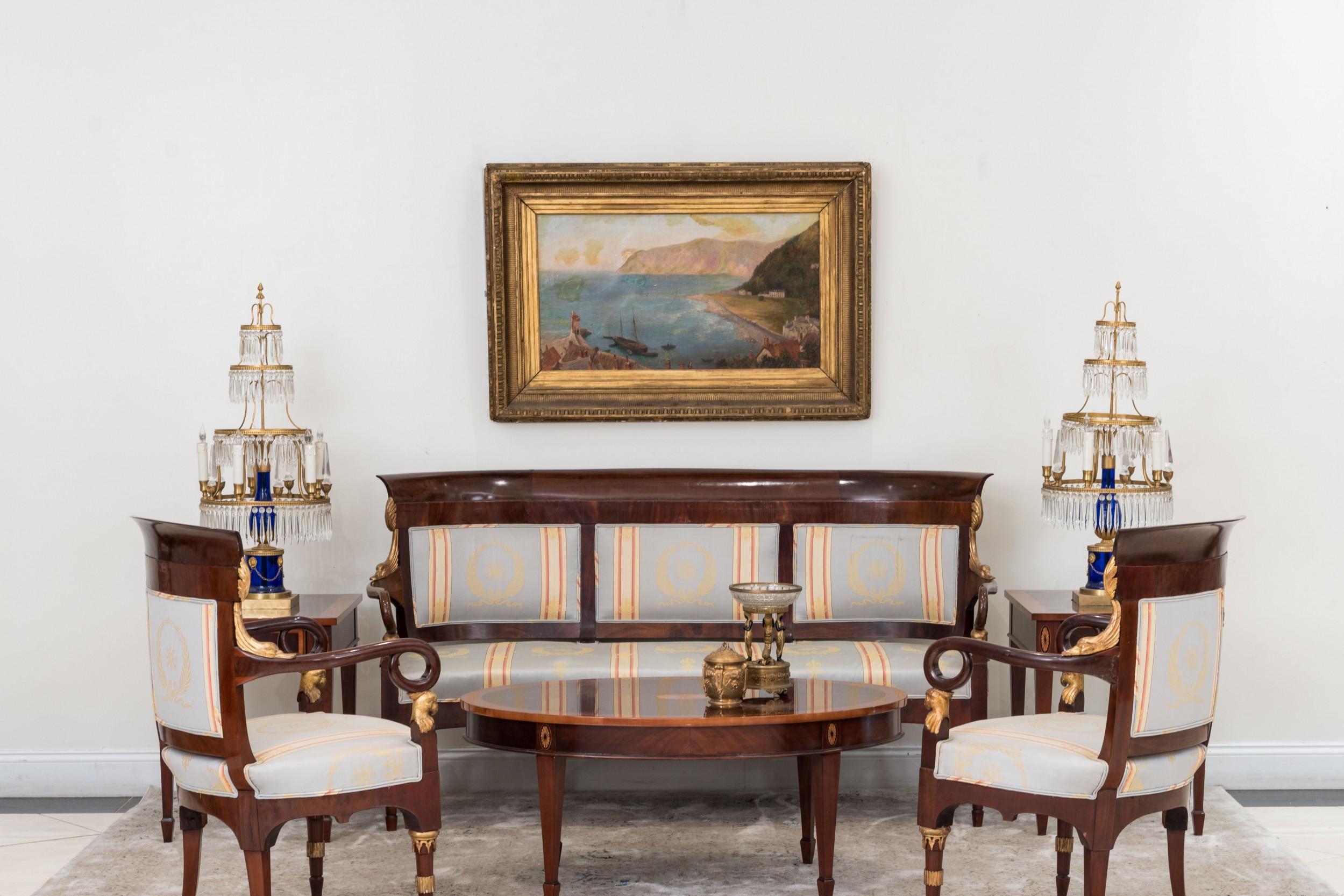 Pair of Russian Neoclassic Ormolu, Bronze, and Glass Candelabras In condizioni buone in vendita a Queens, NY