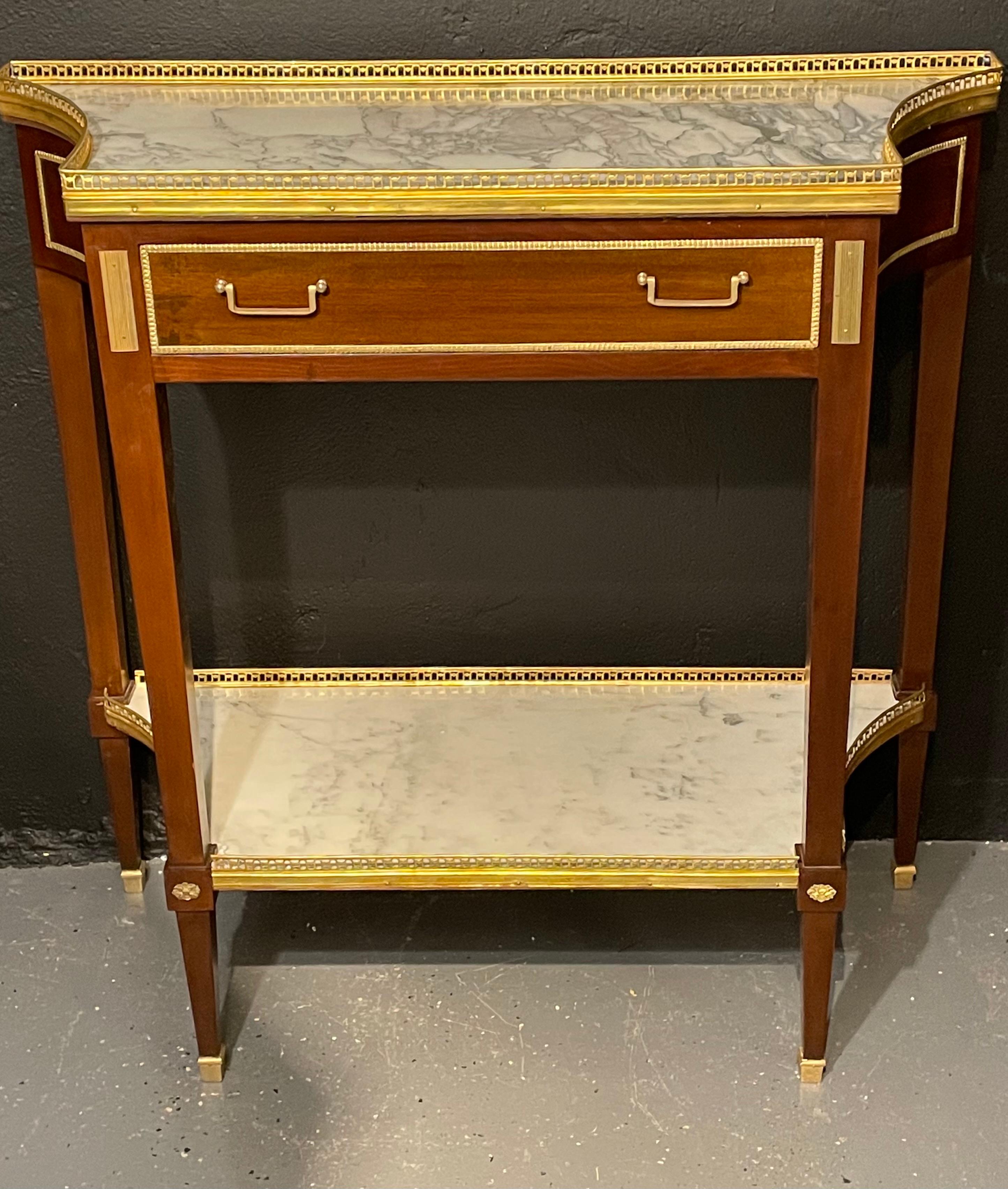 Pair of Russian Neoclassical Console Tables, Sofa Tables or Bedside Stands In Good Condition In Stamford, CT