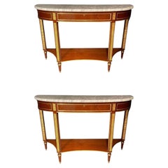 Pair of Russian Neoclassical Consoles / Sofa Table or Sideboard, Demilune
