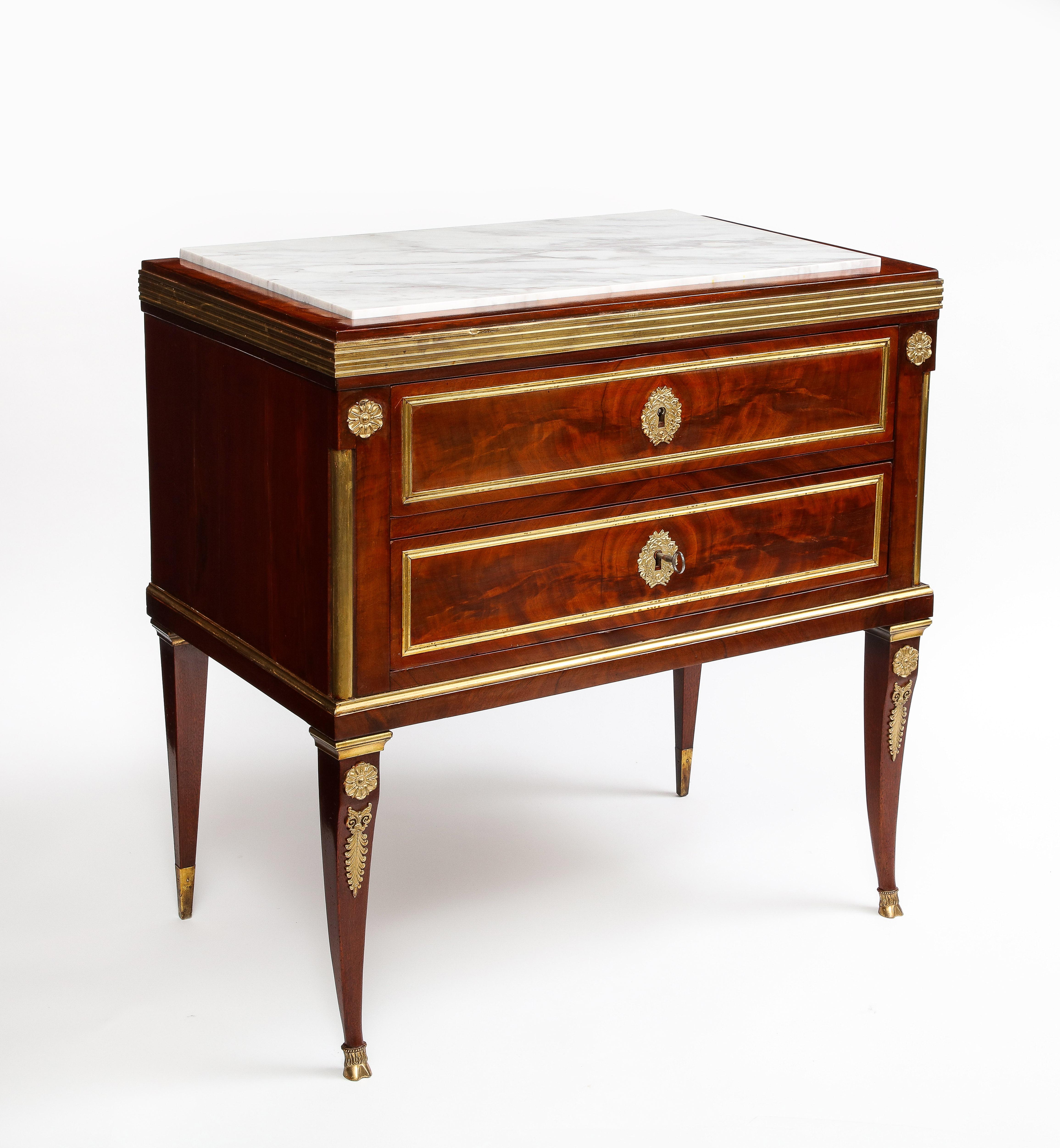Ormolu Pair of Russian Neoclassical Marble top Commodes