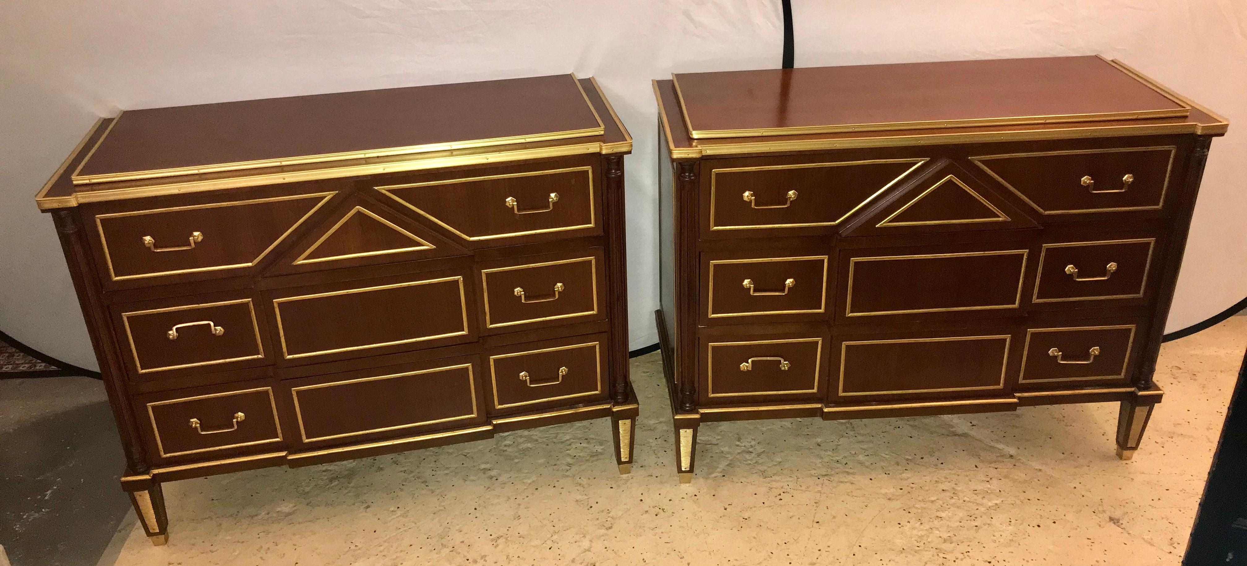 Pair of Russian Neoclassical Style Commodes / Bedside Nightstands or Servers (Hollywood Regency)