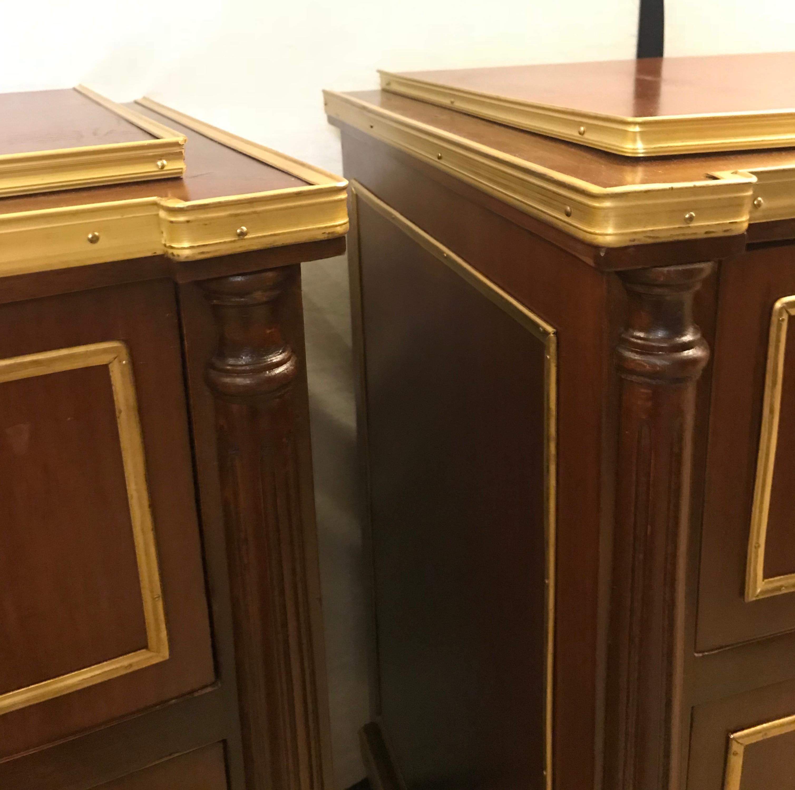 Wood Pair of Russian Neoclassical Style Commodes / Bedside Nightstands or Servers