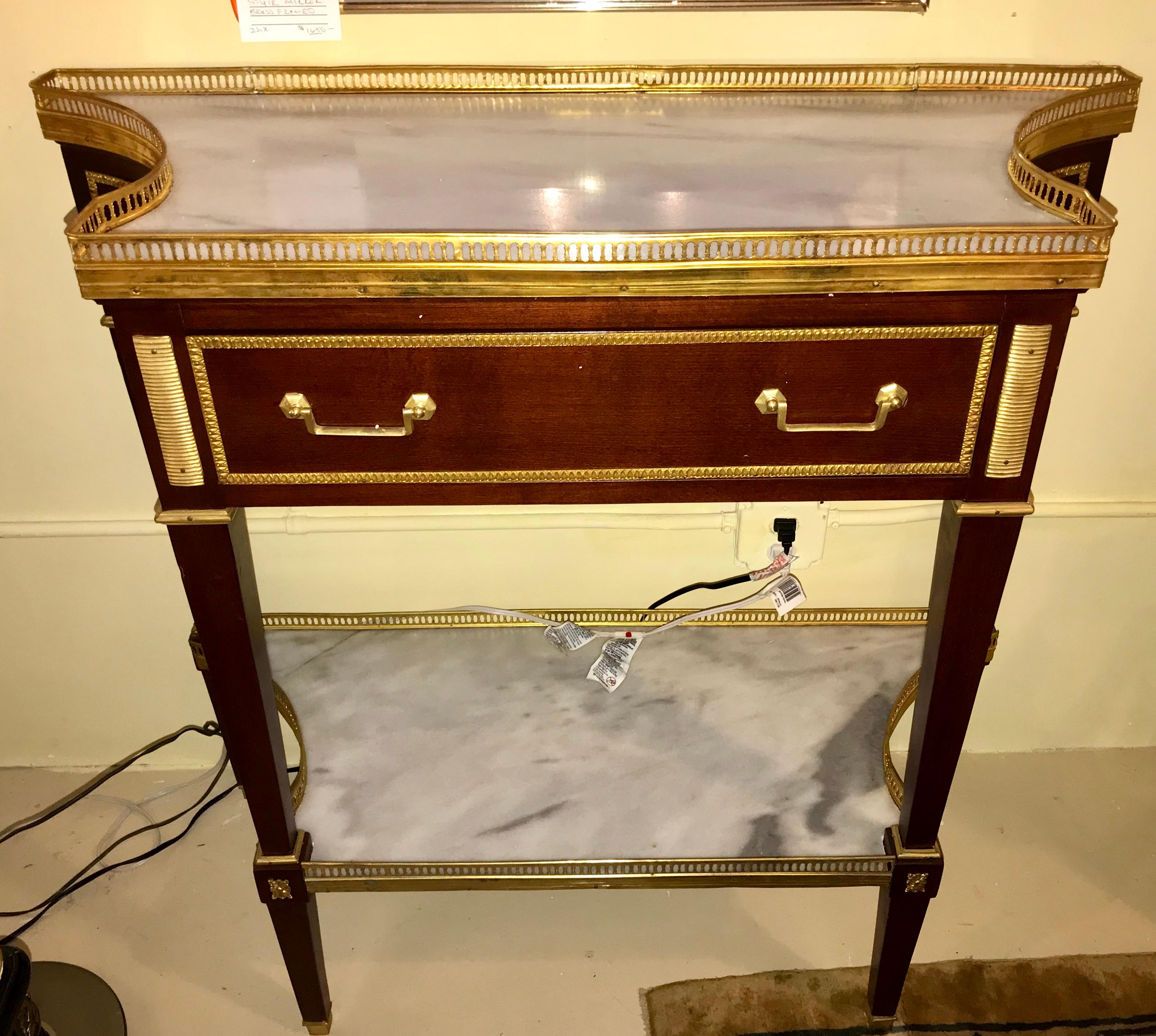 20th Century Pair of Russian Neoclassical Style Consoles/Servers or Commodes with Marble Tops